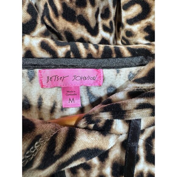 Betsey Johnson Dress Leopard Print Hood Lounge PJ Soft Velvet Womens Medium - Picture 2 of 5